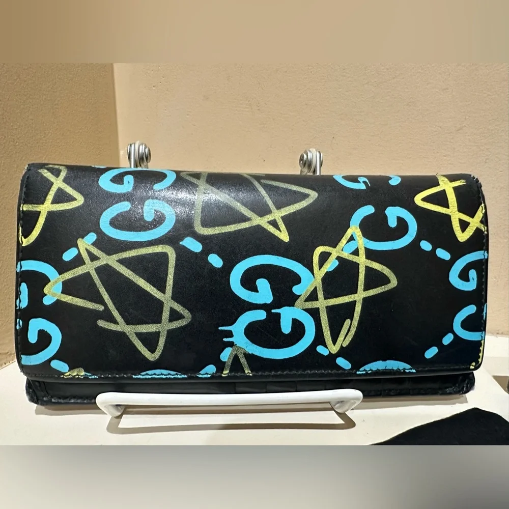 Gucci Ghost Bifold Calf Long Wallet W/box dustbag and cards